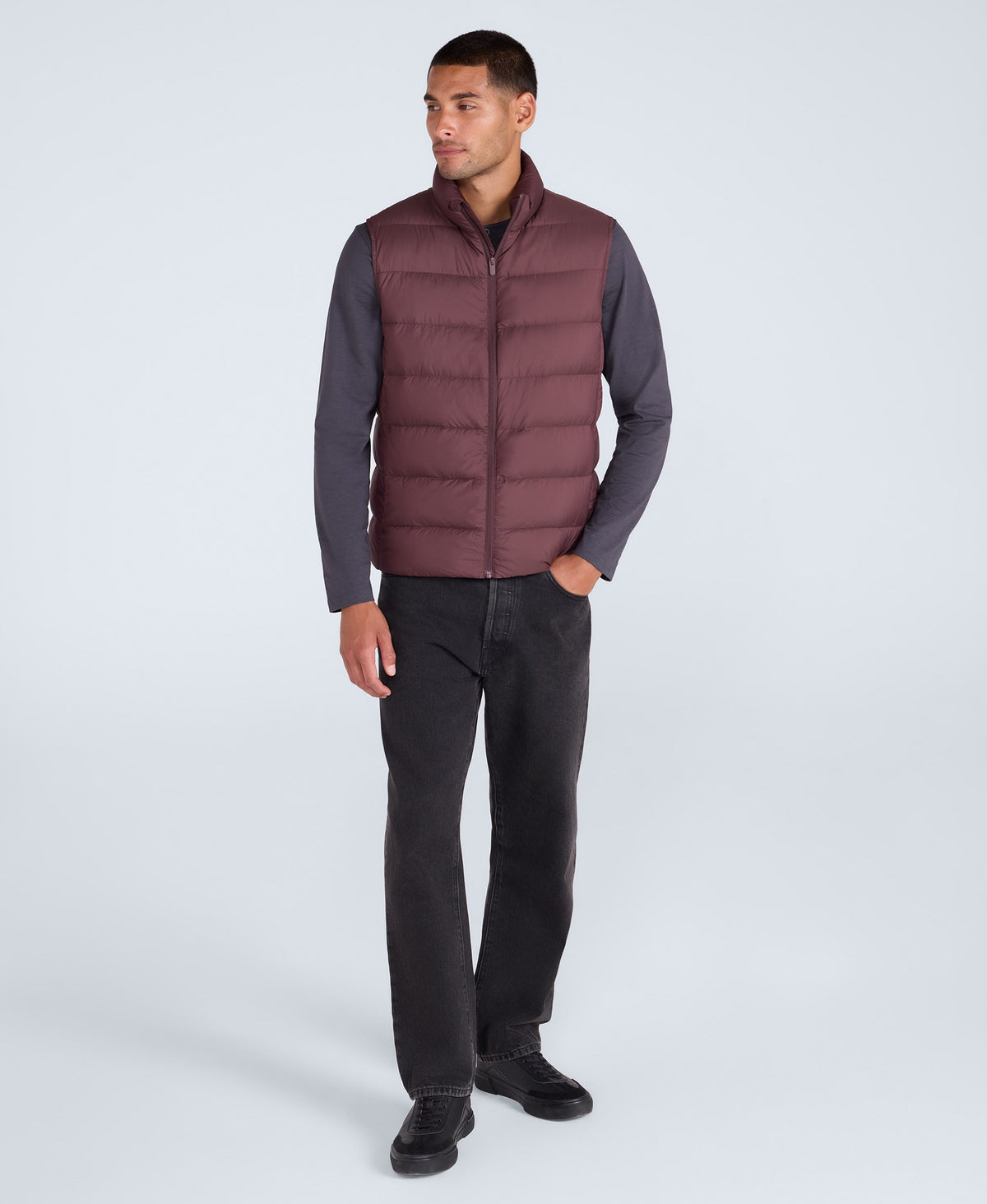 Mens Lightweight Down Gilet - Dark Burgundy