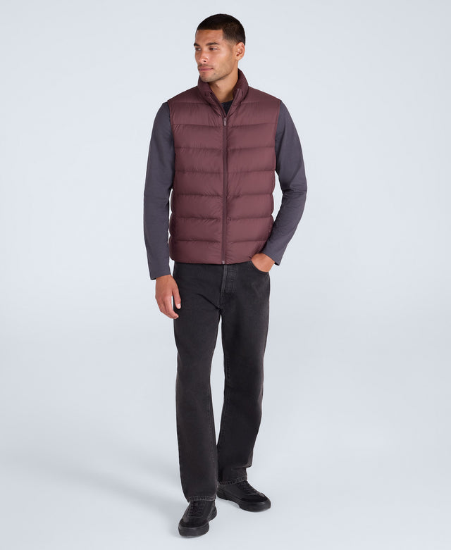 Mens Lightweight Down Gilet - Dark Burgundy