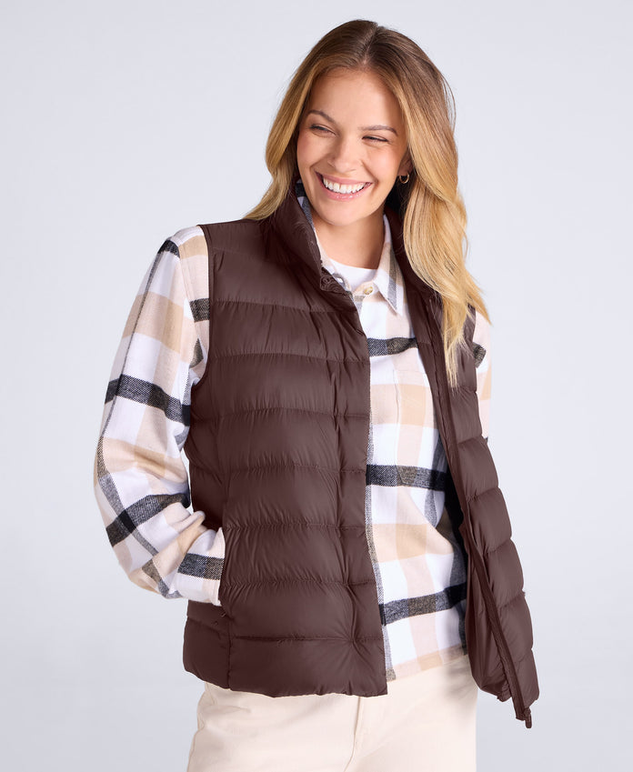Womens Lightweight Down Gilet - Brown