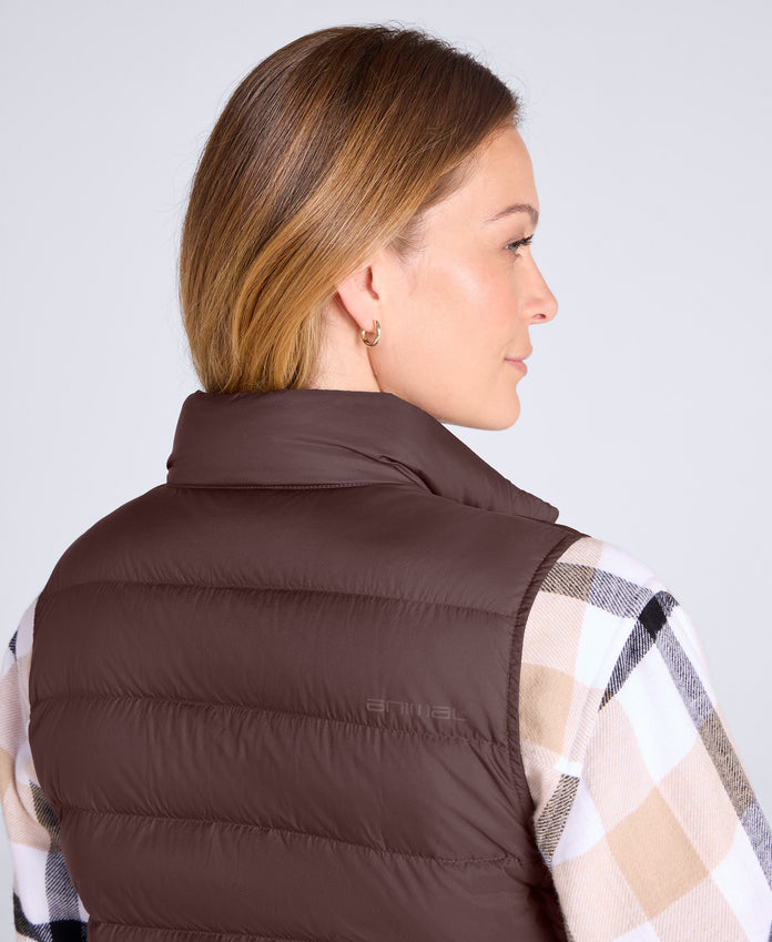 Womens Lightweight Down Gilet - Brown