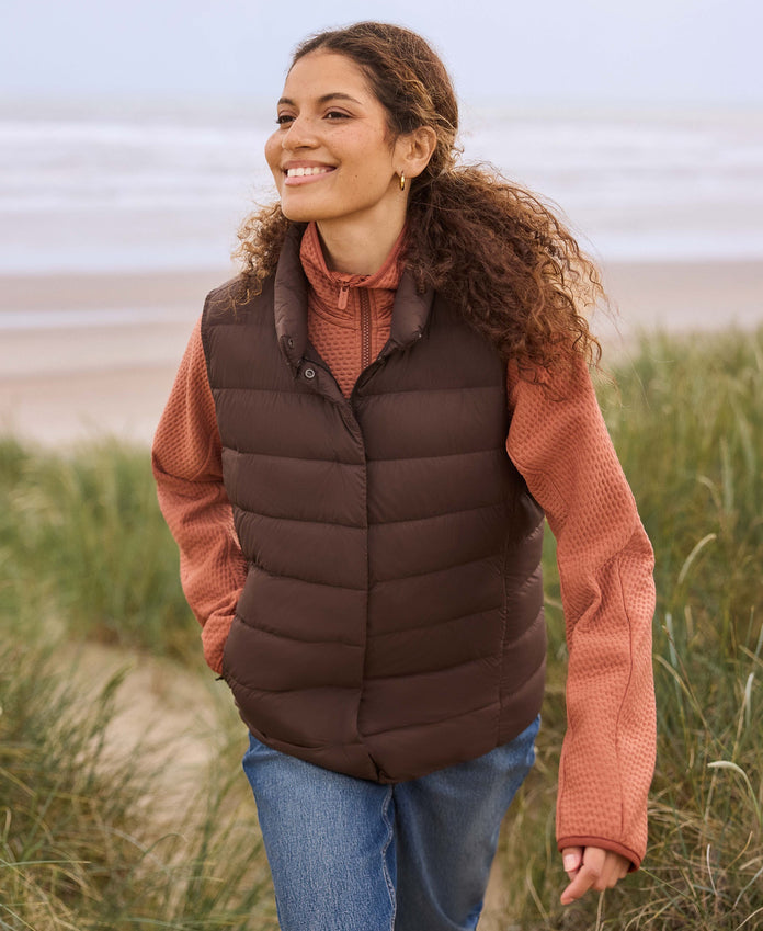 Womens Lightweight Down Gilet - Brown