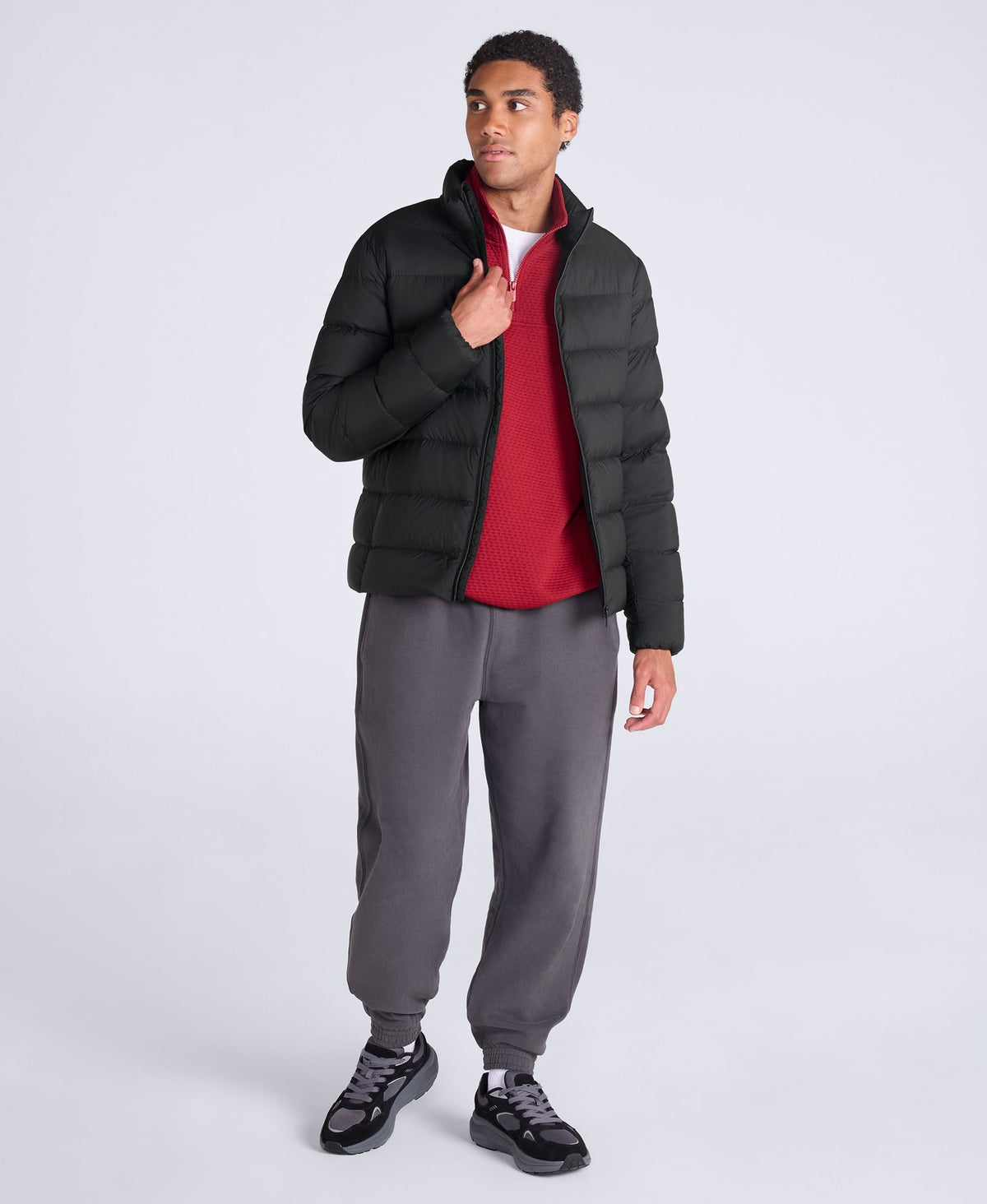 Mens Lightweight Down Packable Jacket - Jet Black