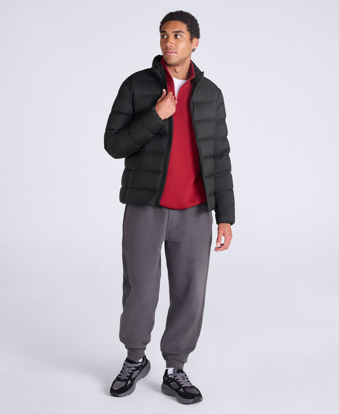 Mens Lightweight Down Packable Jacket - Jet Black
