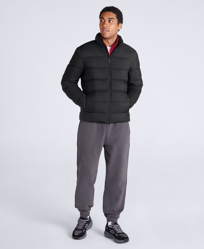 Mens Lightweight Down Packable Jacket - Jet Black