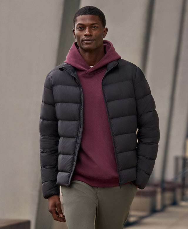 Mens Lightweight Down Packable Jacket - Jet Black
