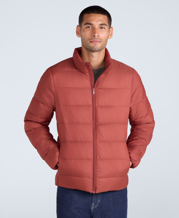Mens Lightweight Down Packable Jacket - Red
