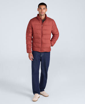 Mens Lightweight Down Packable Jacket - Red