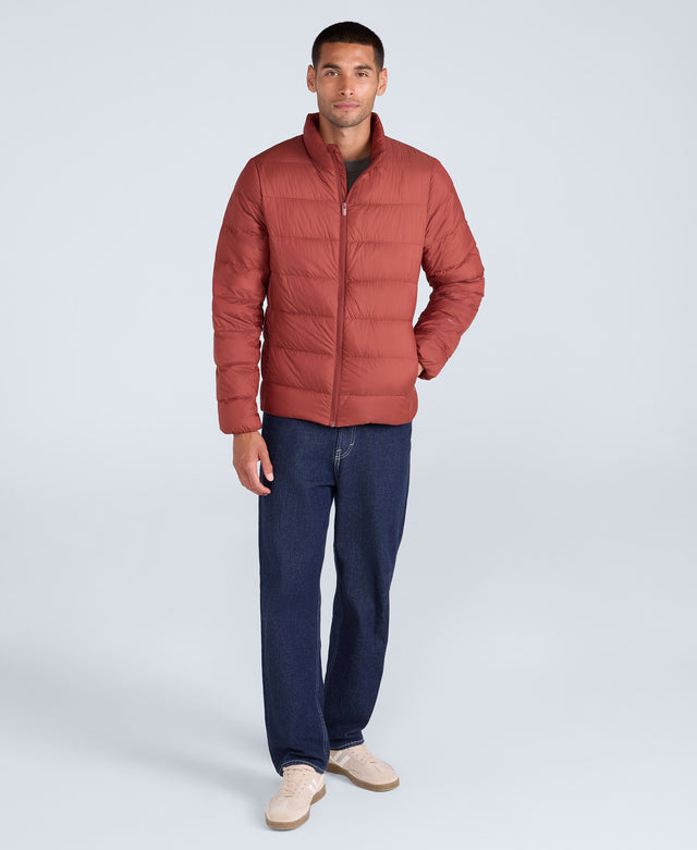 Mens Lightweight Down Packable Jacket - Red