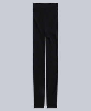 Fleece Lined Ribbed Womens Leggings - Black