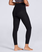 Fleece Lined Ribbed Womens Leggings - Black