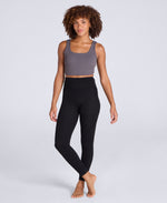 Fleece Lined Ribbed Womens Leggings - Black