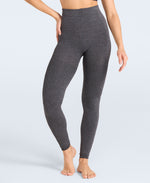 Fleece Lined Ribbed Womens Leggings - Charcoal
