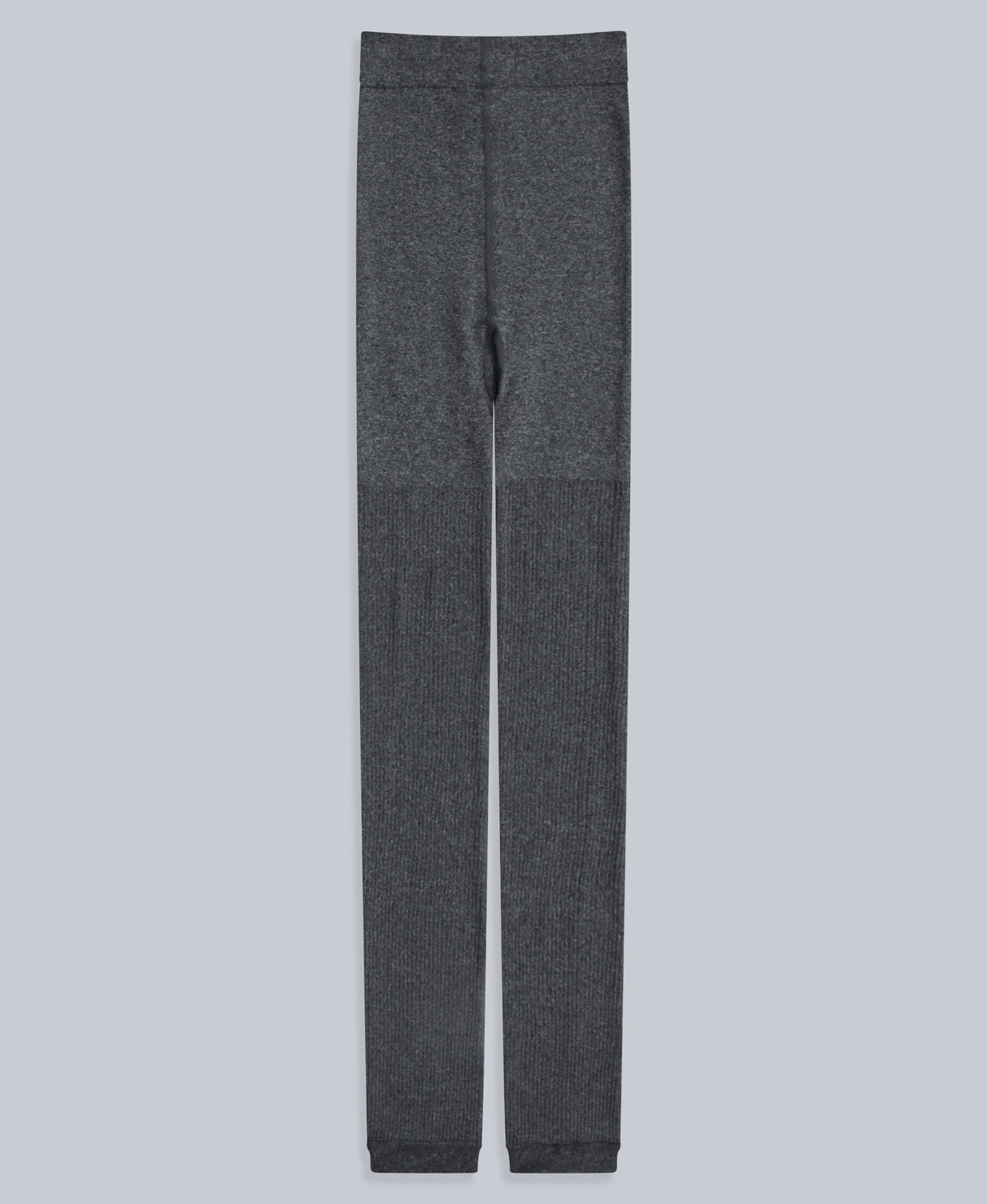 Fleece Lined Ribbed Womens Leggings - Charcoal