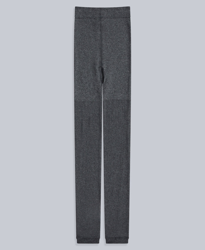 Fleece Lined Ribbed Womens Leggings - Charcoal