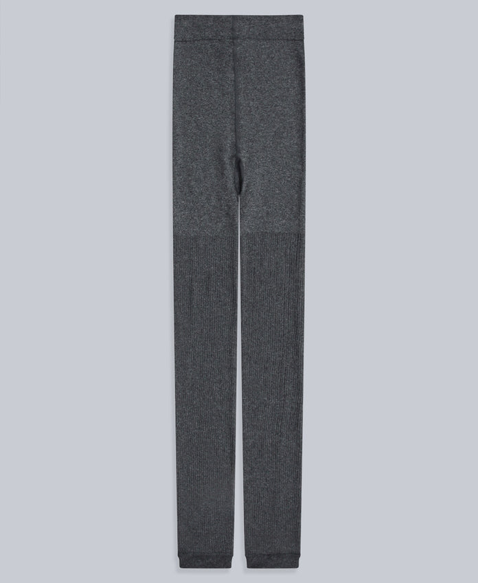 Fleece Lined Ribbed Womens Leggings - Charcoal