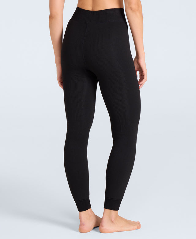 Womens Fleece Lined Heavy Weight Leggings - Black