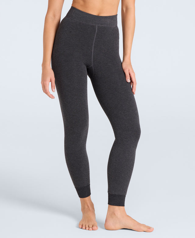 Womens Fleece Lined Heavy Weight Leggings - Charcoal