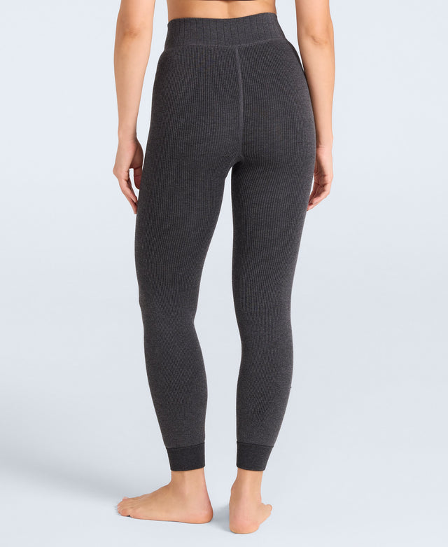 Womens Fleece Lined Heavy Weight Leggings - Charcoal