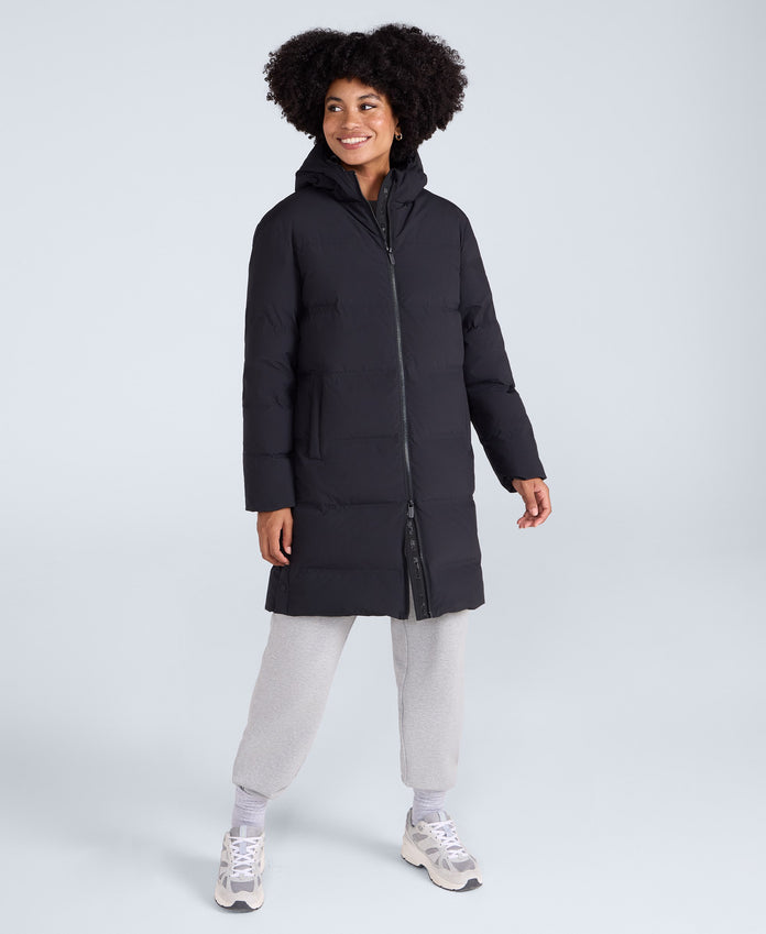 Cosi Cloud Womens Mid Length Down Coat - Black