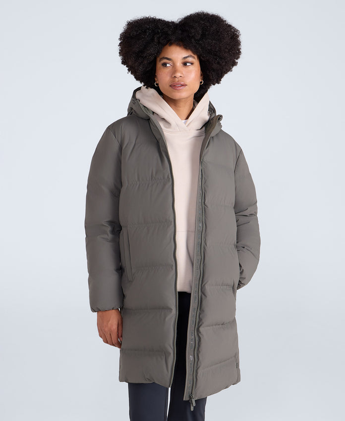 Cosi Cloud Womens Mid Length Down Coat - Khaki