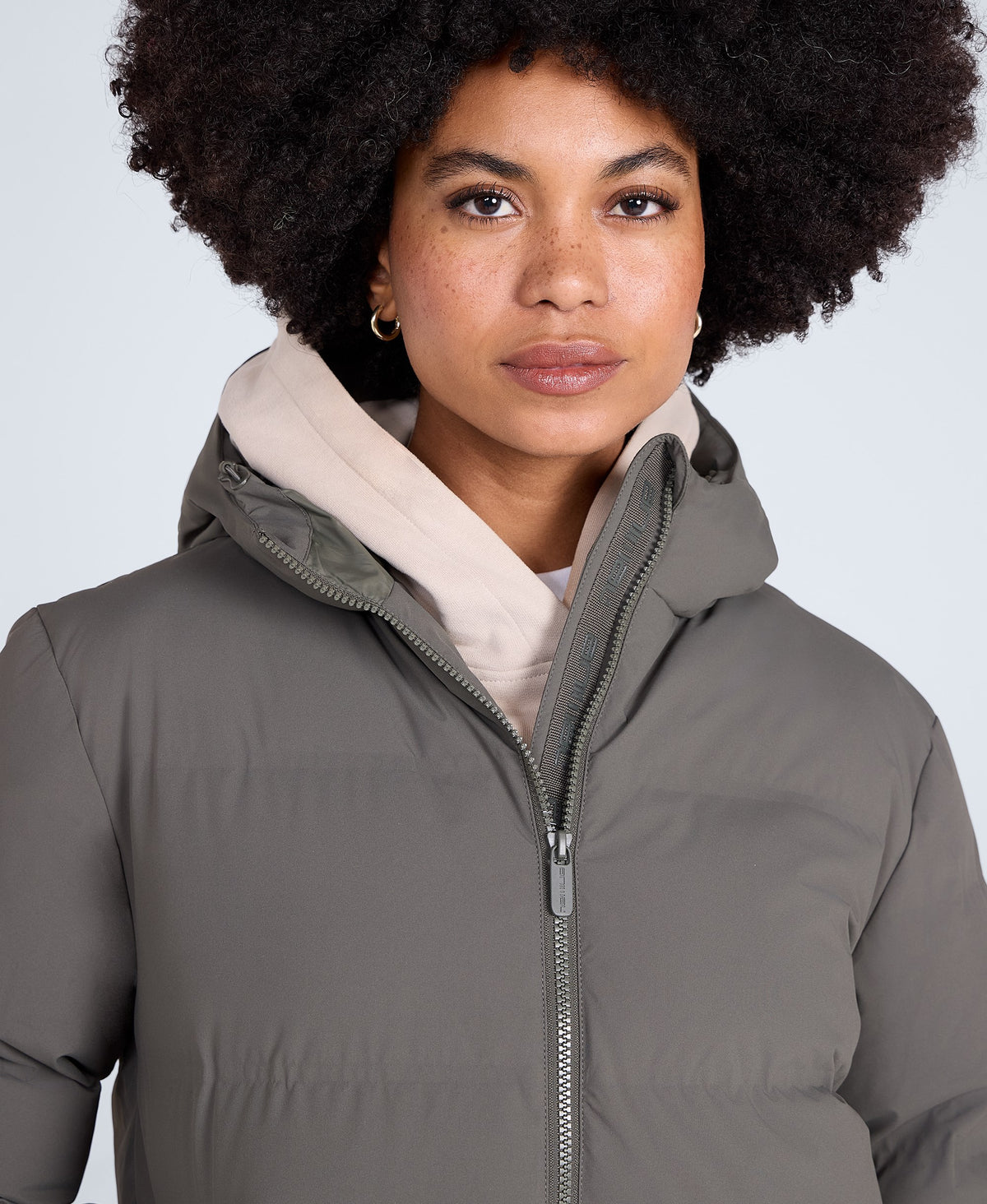 Cosi Cloud Womens Mid Length Down Coat - Khaki