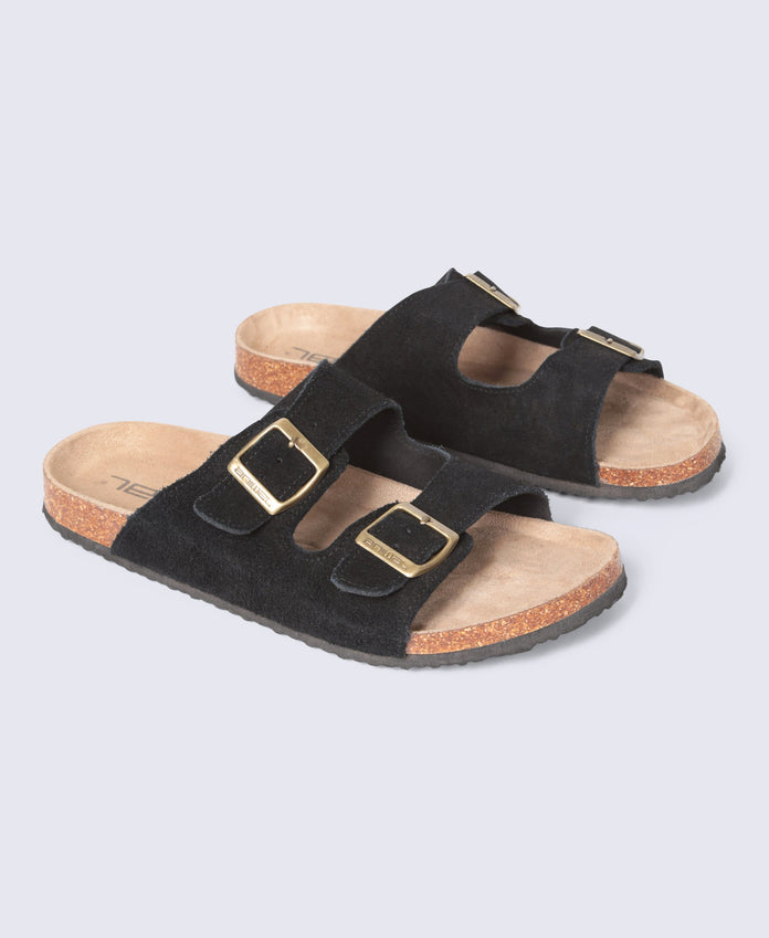 Avery Womens Casual Leather Slider - Black