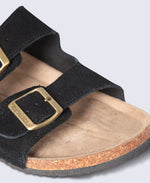 Avery Womens Casual Leather Slider - Black