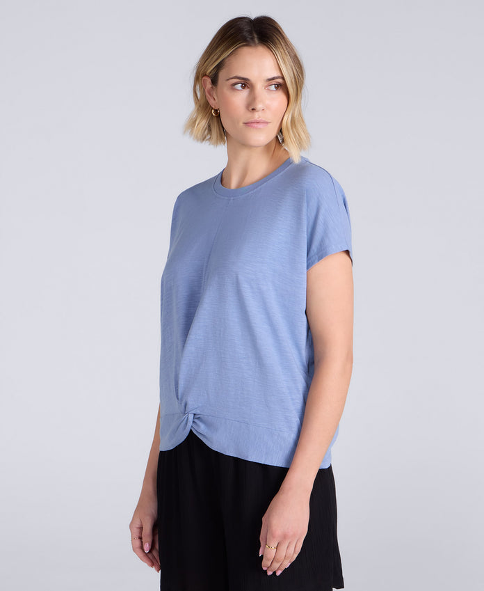 Animal Aria Knot Front T-Shirt - Blue