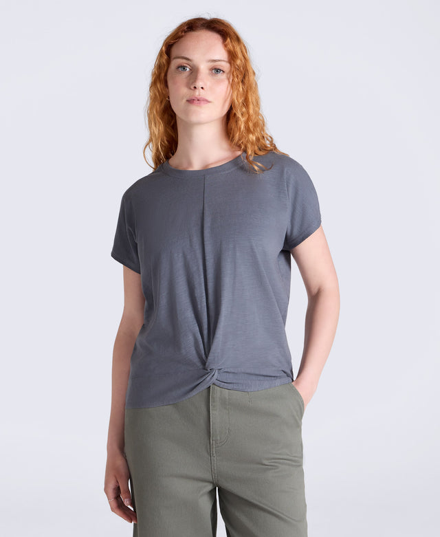 Animal Aria Knot Front T-Shirt - Charcoal