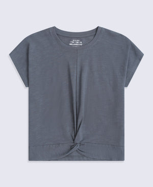 Aria Womens Knot Front T-Shirt - Charcoal