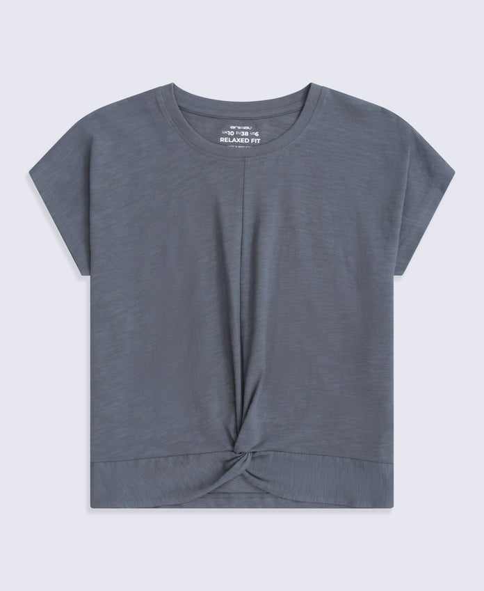Animal Aria Knot Front T-Shirt - Charcoal