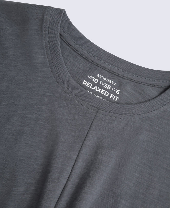 Animal Aria Knot Front T-Shirt - Charcoal