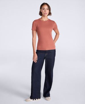 Evo Womens Ribbed T-Shirt - Rust
