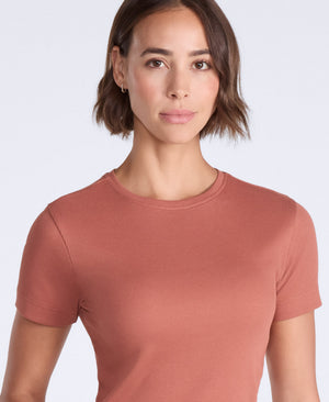 Evo Womens Ribbed T-Shirt - Rust