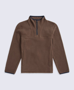 Alfie Mens Borg Contrast Trim Half Zip Fleece - Brown