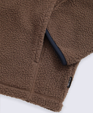 Alfie Mens Borg Contrast Trim Half Zip Fleece - Brown