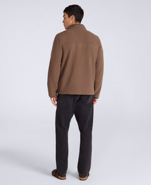 Alfie Mens Borg Contrast Trim Half Zip Fleece - Brown