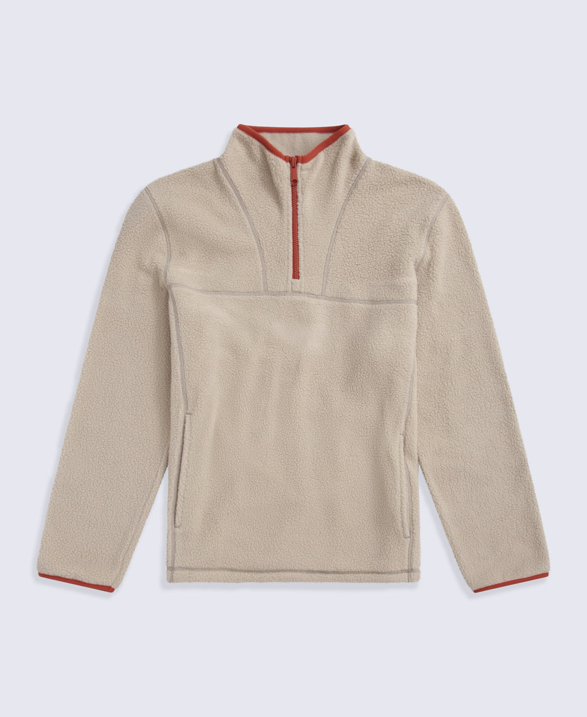 Alfie Mens Borg Contrast Trim Half Zip Fleece - Light Beige