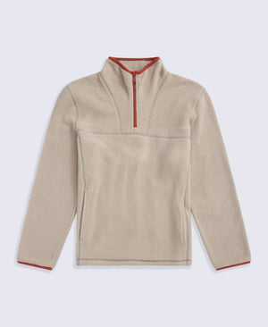 Alfie Mens Borg Contrast Trim Half Zip Fleece - Light Beige