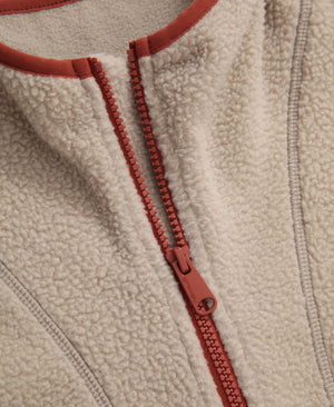Alfie Mens Borg Contrast Trim Half Zip Fleece - Light Beige