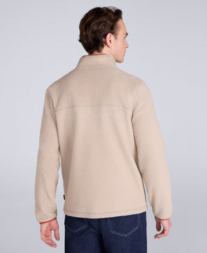Alfie Mens Borg Contrast Trim Half Zip Fleece - Light Beige