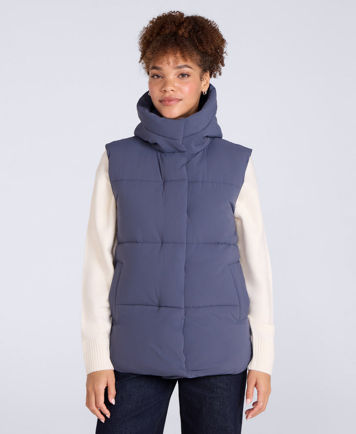 Oslo Womens Padded Gilet With Hood - Blue