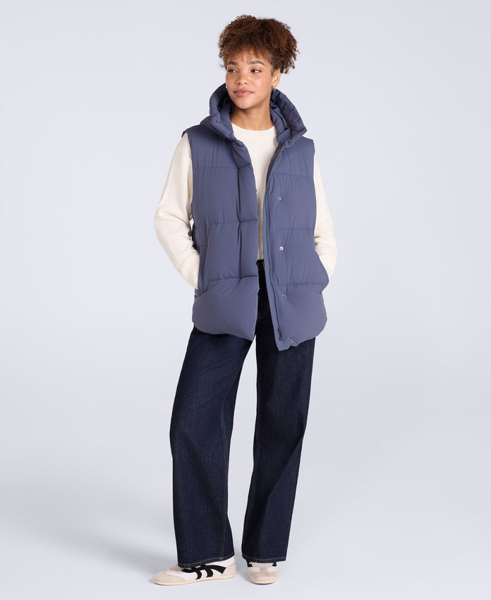 Oslo Womens Padded Gilet With Hood - Blue