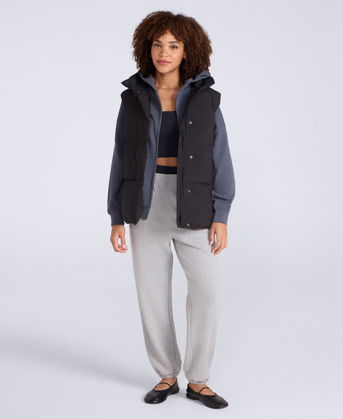 Oslo Womens Padded Gilet With Hood - Jet Black