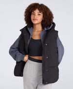 Oslo Womens Padded Gilet With Hood - Jet Black