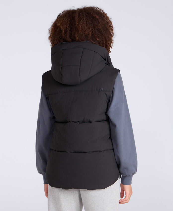 Oslo Womens Padded Gilet With Hood - Jet Black