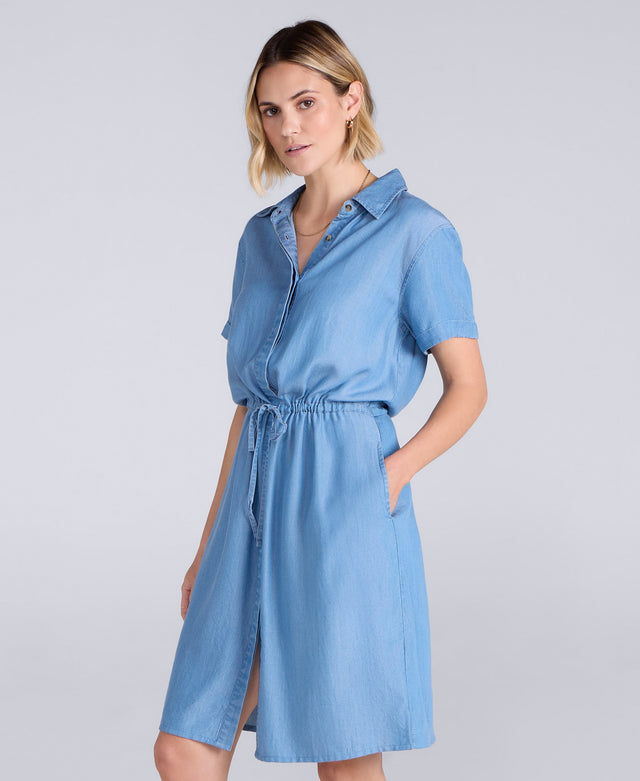 Womens Shirt Dress - Light Blue
