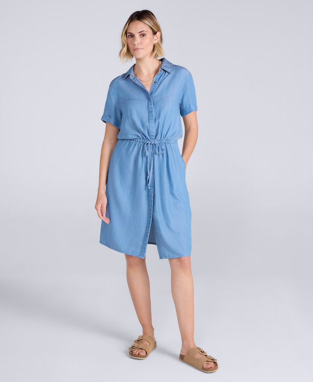 Womens Shirt Dress - Light Blue