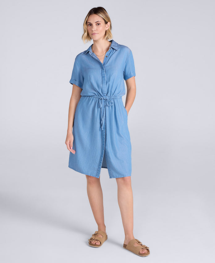 Womens Shirt Dress - Light Blue