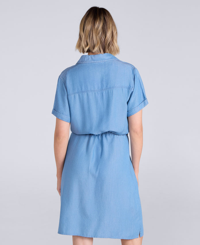 Womens Shirt Dress - Light Blue